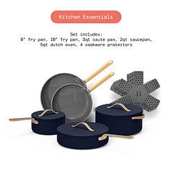 Beautiful 12pc Ceramic Non-Stick Cookware Set, Starry Night by Drew Barrymore, Blue