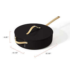Beautiful 5.5 Quart Ceramic Non-Stick Sauté Pan, Black Sesame by Drew Barrymore