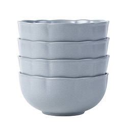 Beautiful Scallop Stoneware Dinnerware 12 Piece Set Cornflower Blue by Drew Barrymore