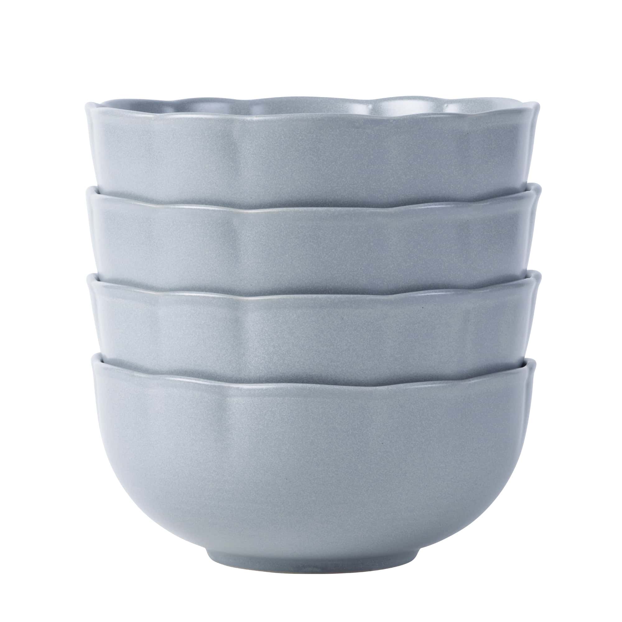 Beautiful Scallop Stoneware Dinnerware 12 Piece Set Cornflower Blue by Drew Barrymore