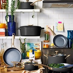 Beautiful 6 Quart Enamel Dutch Oven, Black Sesame by Drew Barrymore