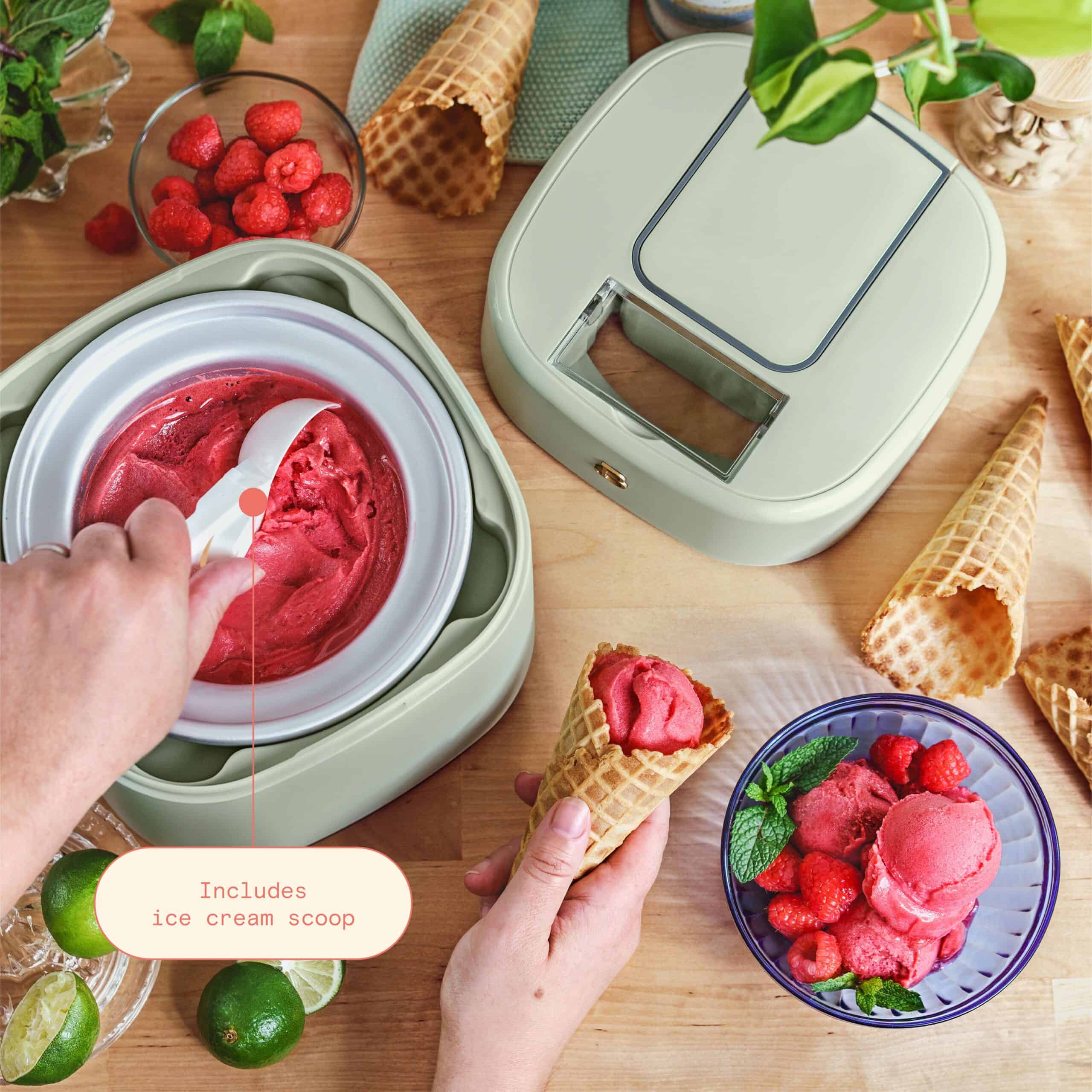 Beautiful 1.5 Qt Ice Cream Maker with Touch Activated Display, Sage Green by Drew Barrymore