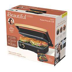 Beautiful 2-in-1 Panini Press & Grill, Black Sesame by Drew Barrymore