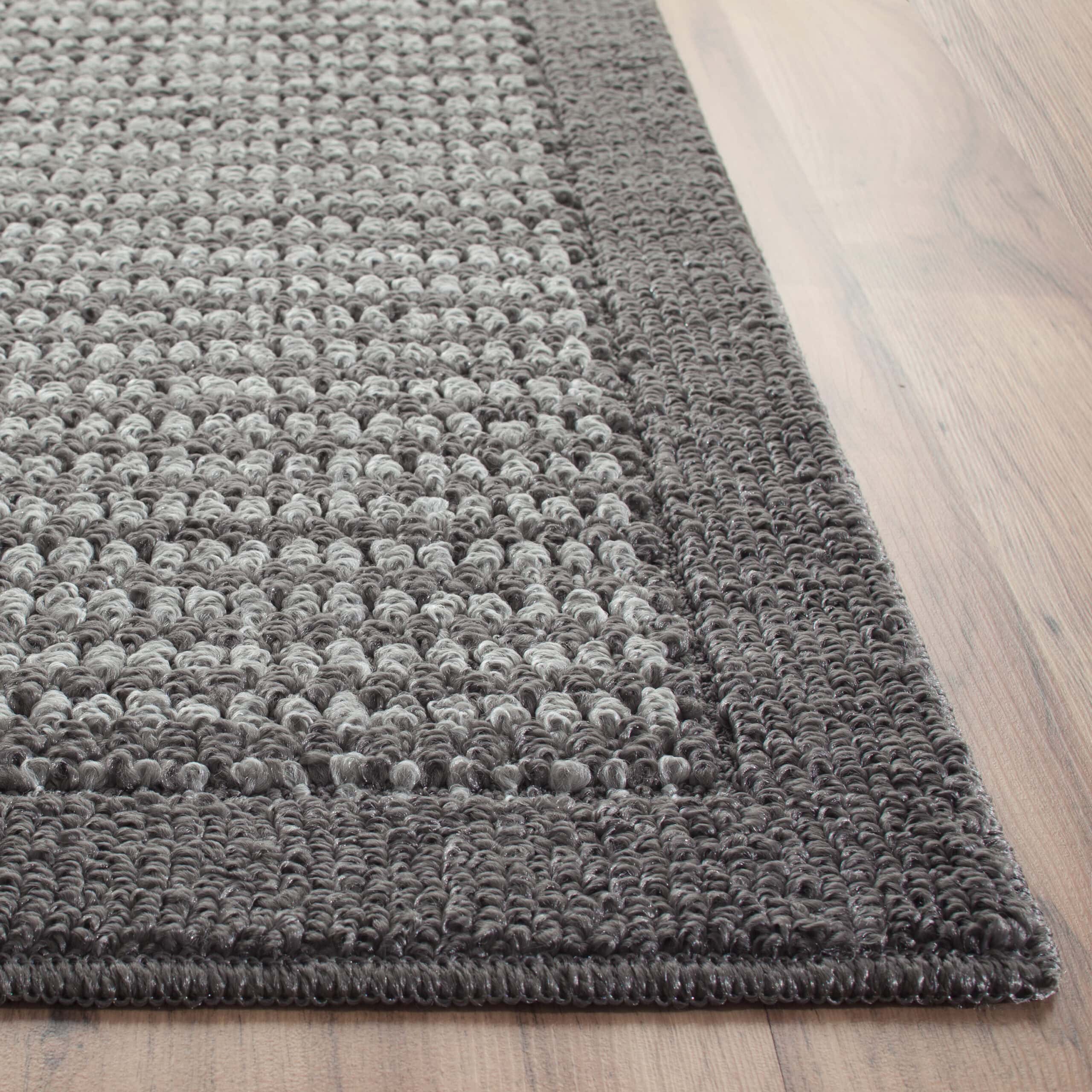 Mainstays Traditional Faux Sisal Olefin Gray Border Indoor Living Room Area Rug, 7'6"x10', Gray
