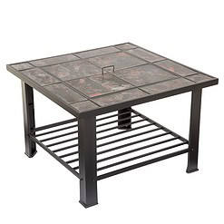 Nature Spring 6-Piece Fire Pit Table 30-in W Black Steel Wood-Burning Fire Pit