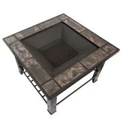 Nature Spring 6-Piece Fire Pit Table 30-in W Black Steel Wood-Burning Fire Pit