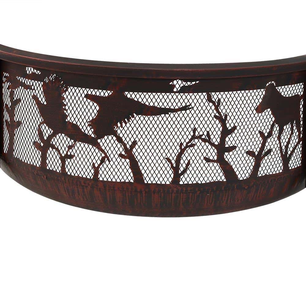 Sunnydaze Decor 34-in W Bronze Steel Wood-Burning Fire Pit