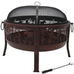 Sunnydaze Decor 34-in W Bronze Steel Wood-Burning Fire Pit