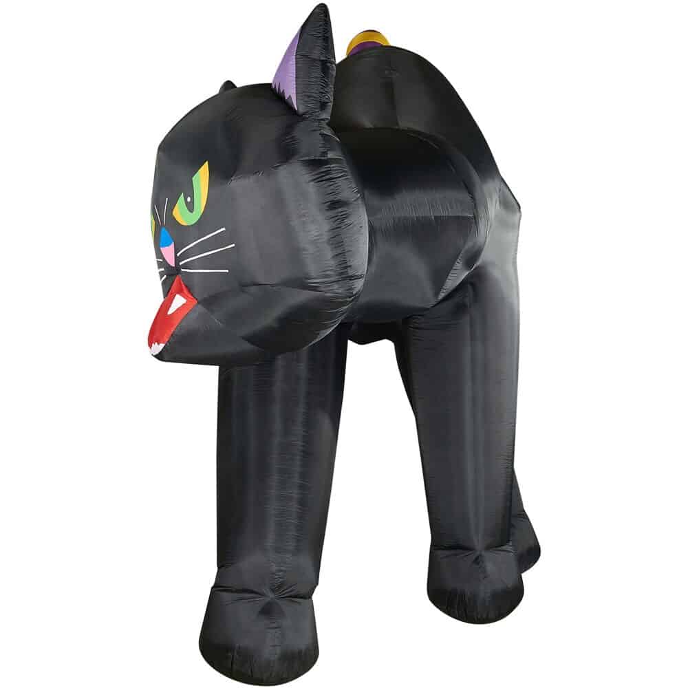 Haunted Hill Farm 20-ft Pre-Lit Inflatable Black Cat with Lights for Indoor/Outdoor Halloween Decorations