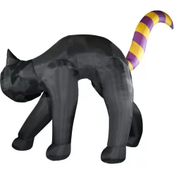 Haunted Hill Farm 20-ft Pre-Lit Inflatable Black Cat with Lights for Indoor/Outdoor Halloween Decorations