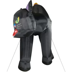 Haunted Hill Farm 20-ft Pre-Lit Inflatable Black Cat with Lights for Indoor/Outdoor Halloween Decorations