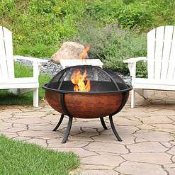 Sunnydaze Decor 32.25-in W Copper Steel Wood-Burning Fire Pit