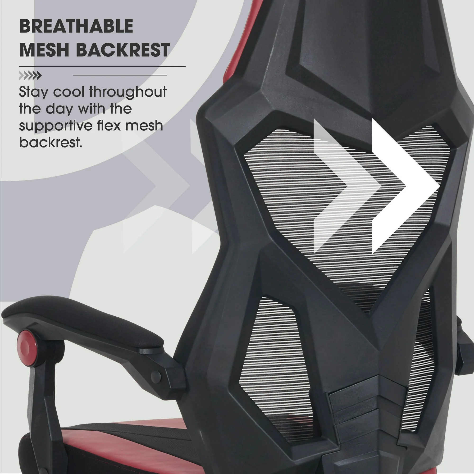 Gamer Gear Gaming Office Chair with Extendable Leg Rest, Red/Black Fabric Upholstery