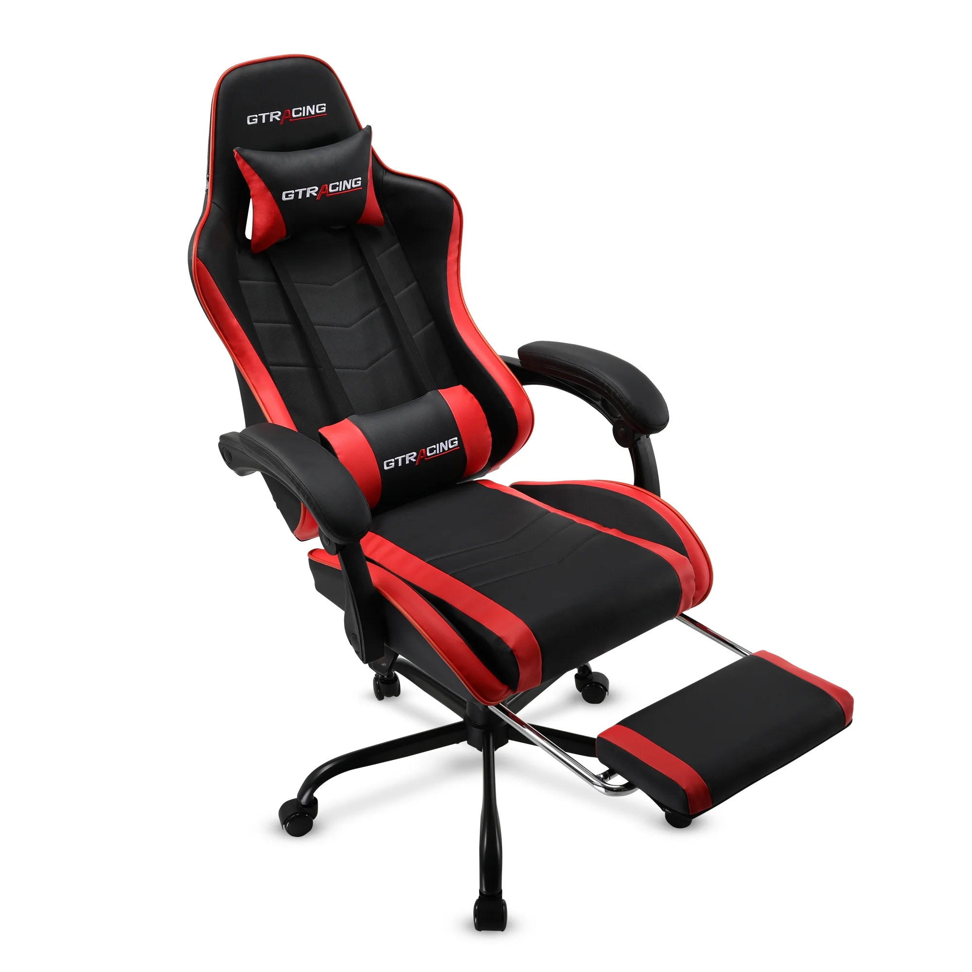 GTRACING GTWD-200 Ergonomic Gaming Chair with Adjustable Pillows and Footrest for Ultimate Comfort, Red