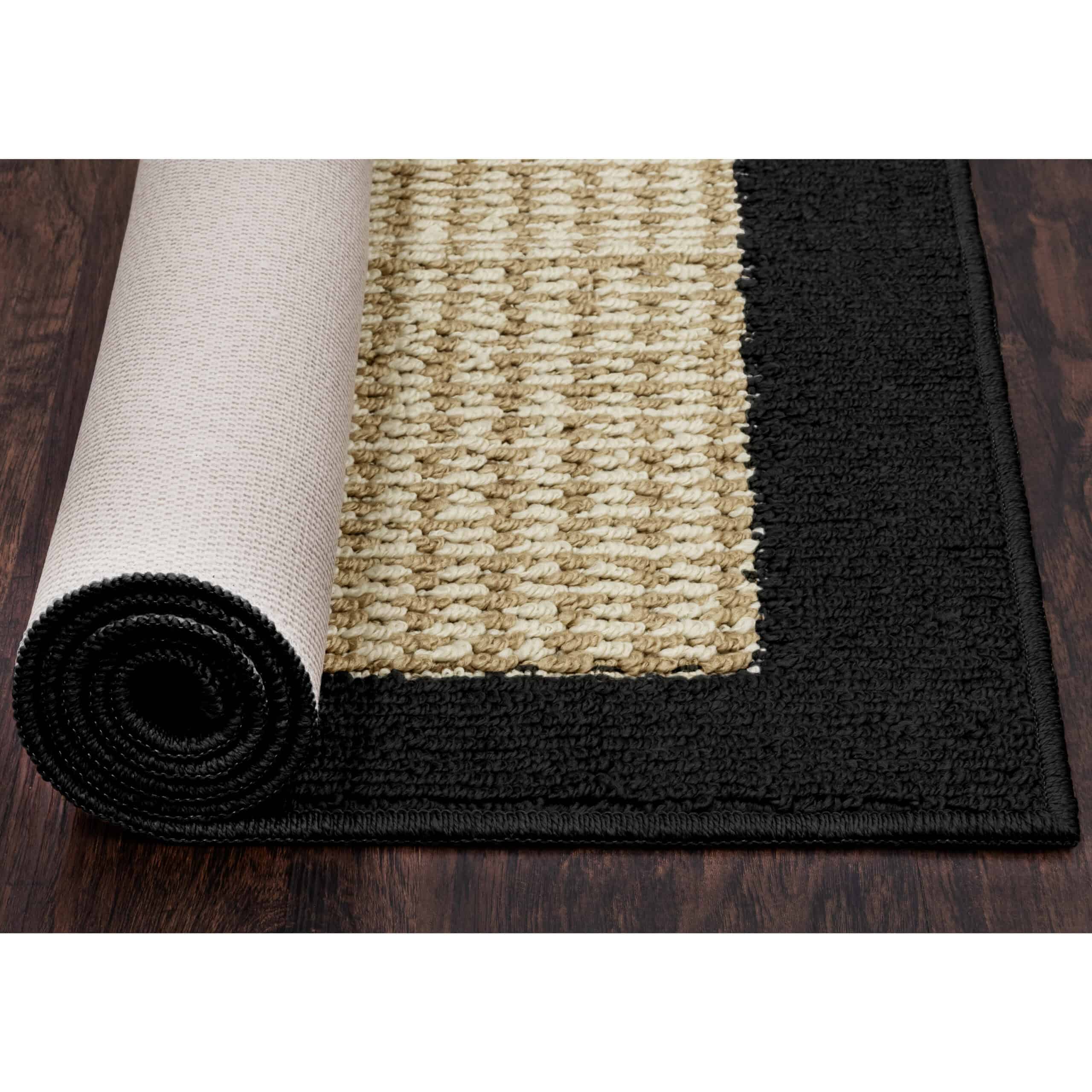 Mainstays Traditional Faux Sisal Olefin Black Border Indoor Living Room Area Rug, 7'6"x10', Black