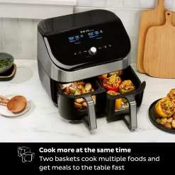 Instant Pot Vortex Plus XL 8-Quart Air Fryer, Stainless Steel - Dual Baskets, Clear Cooking Windows