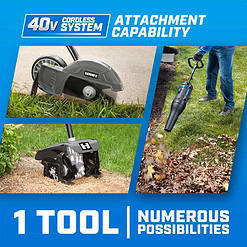 HART 40-Volt Cordless Attachment Capable 15-inch String Trimmer Kit, (1) 4.0Ah Lithium-Ion Battery