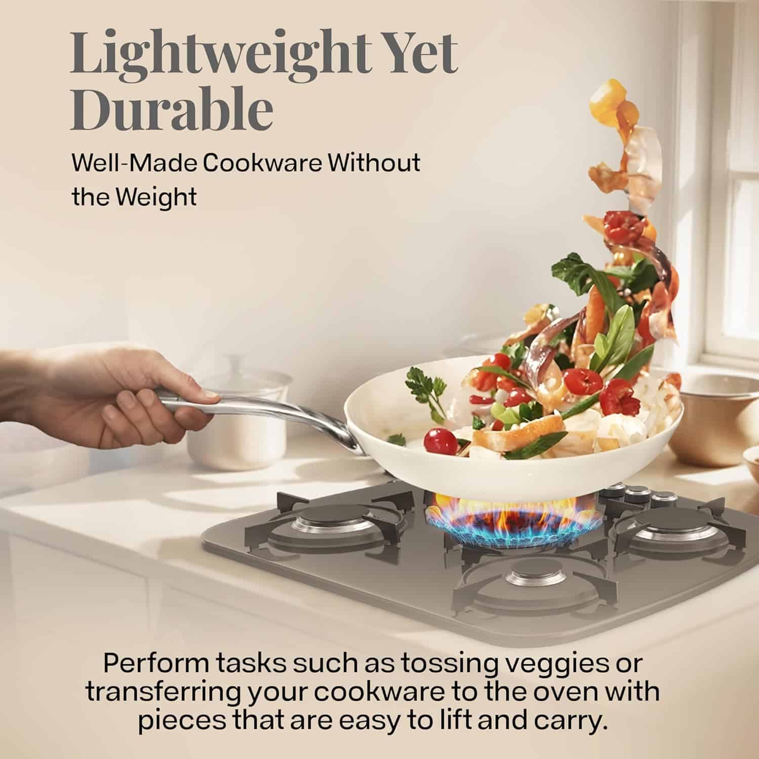 Gotham Steel Nonstick Pots and Pans Set 12 Piece Ceramic Cookware Kitchen Set with Frying Skillet, Saucepan, Cream
