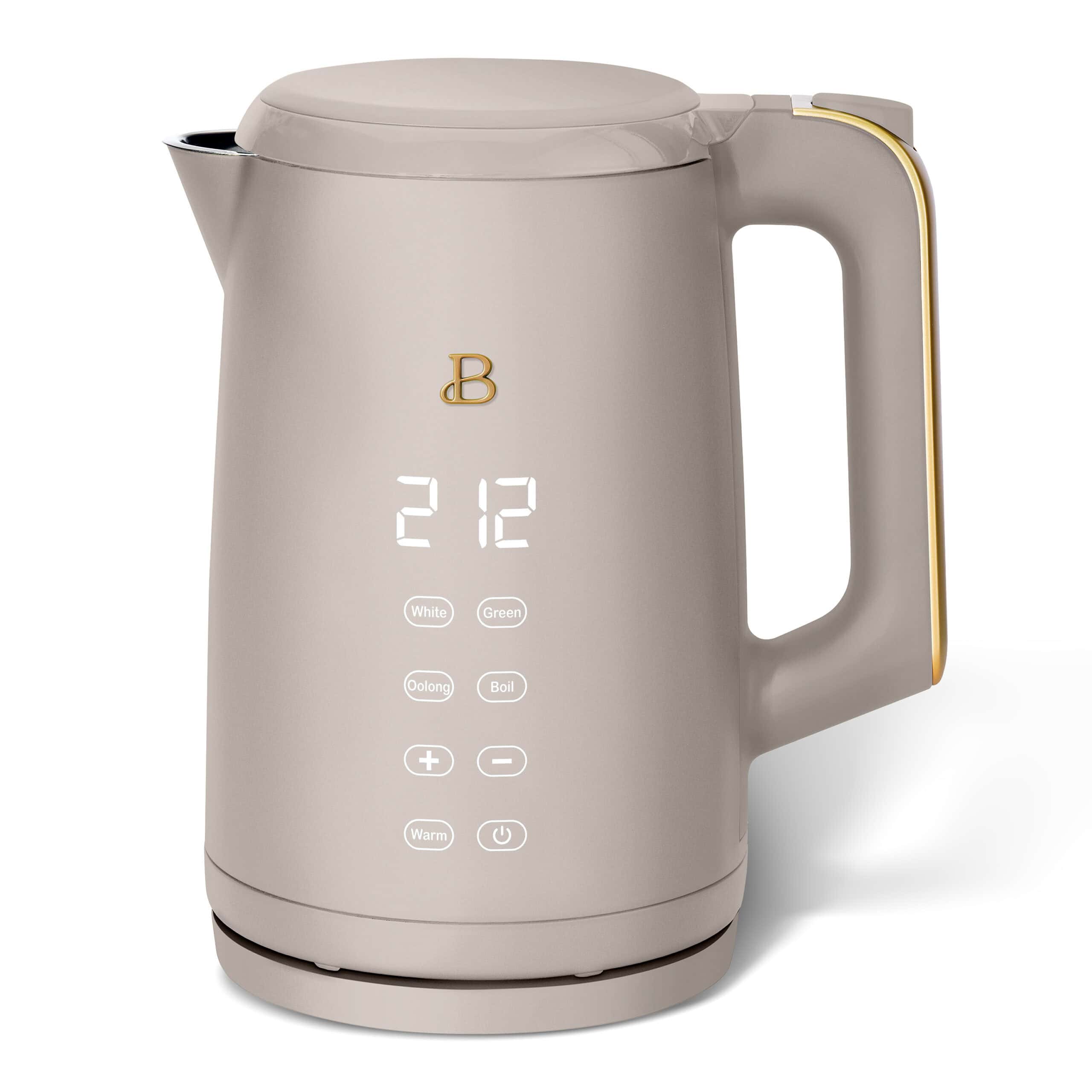 Beautiful 1.7-Liter Electric Kettle 1500 W with One-Touch Activation, Porcini Taupe by Drew Barrymore