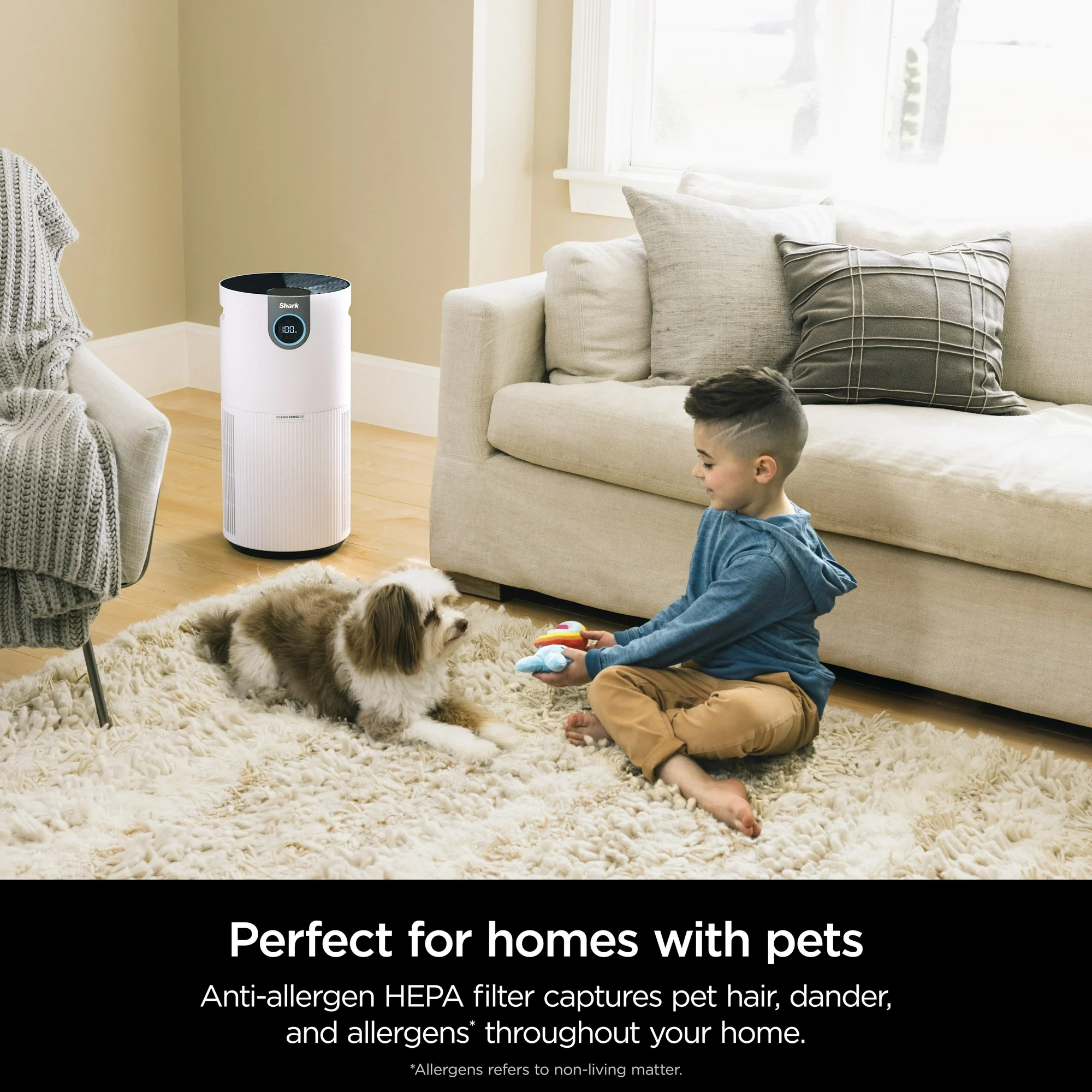 Shark Air Purifier MAX with Nano Seal HEPA, Cleansense IQ, Odor Lock,1000 Sq. ft., White HP200
