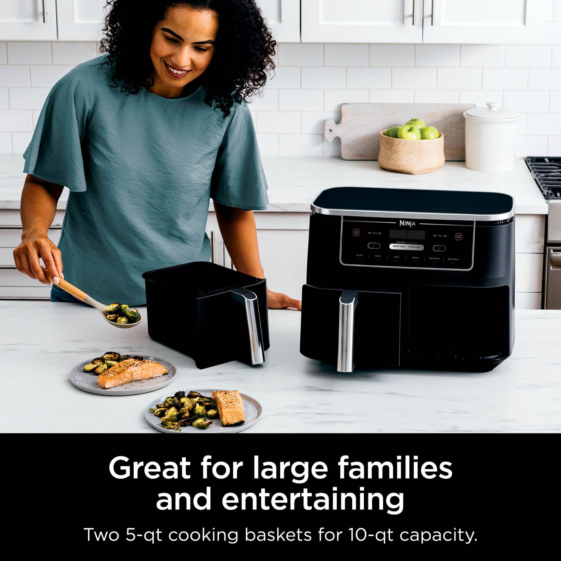 Ninja Foodi 6-in-1 - 10-Qt. 2-Basket Air Fryer with DualZone Technology- Air Fry, Roast & More