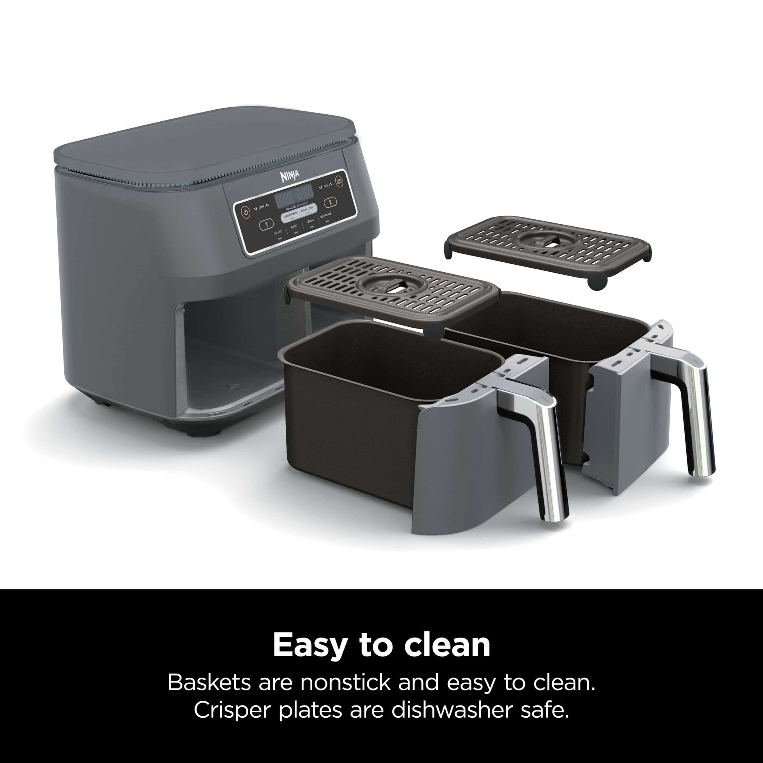 Ninja DZ100WM Foodi 4 in 1, 8 qt. 2-Basket Air Fryer with DualZone Technology, Air Fry, Roast & More, Black