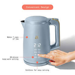 Beautiful 1.7-Liter Electric Kettle 1500 W with One-Touch Activation, Cornflower Blue by Drew Barrymore