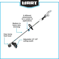 HART 40-Volt Cordless Attachment Capable 15-inch String Trimmer Kit, (1) 4.0Ah Lithium-Ion Battery