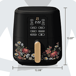 Beautiful 6 Qt Air Fryer with TurboCrisp Technology and Touch-Activated Display, Wildflower by Drew Barrymore, Black