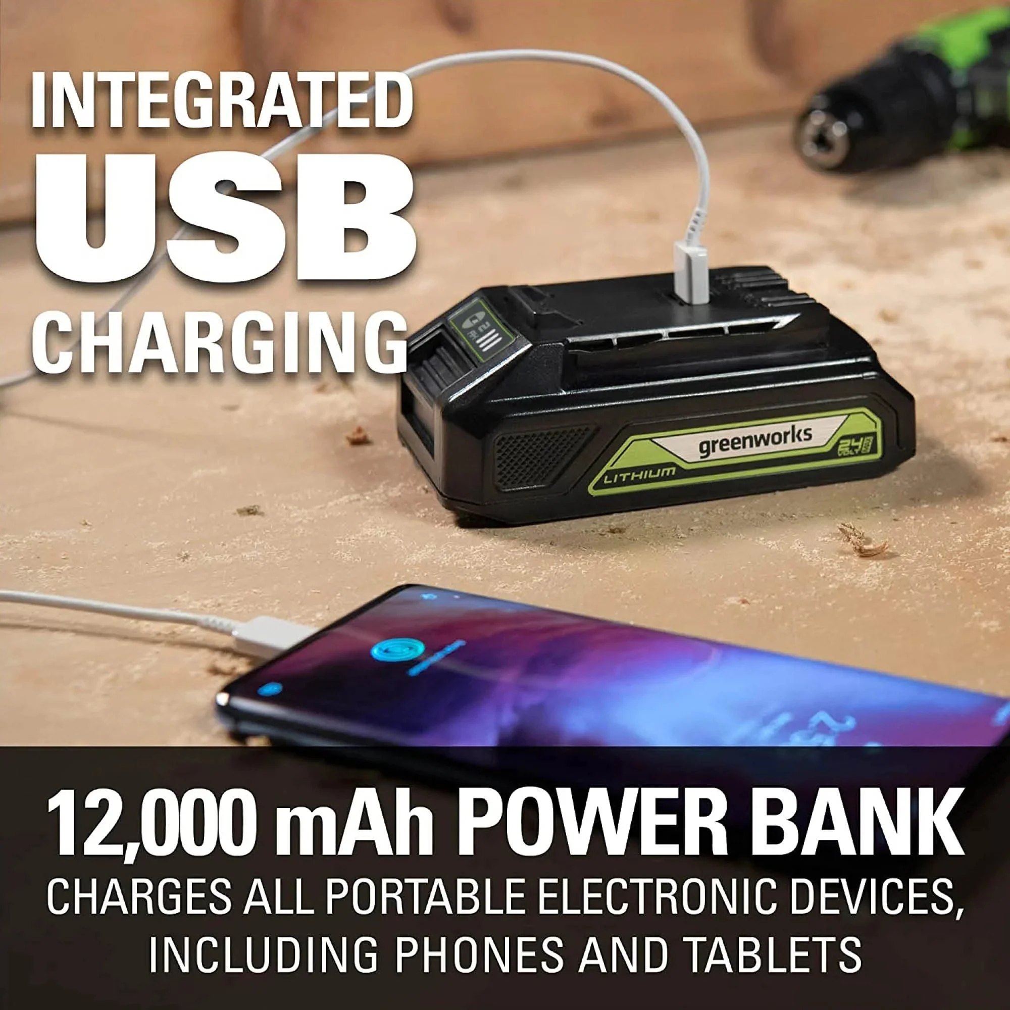 Greenworks 24V Cordless Axial Blower (90 Mph / 320 Cfm) with 2Ah USB Battery & Charger 2415702 - Image 11