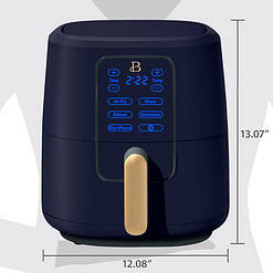 Beautiful 6 Qt Air Fryer with TurboCrisp Technology and Touch-Activated Display, Starry Night by Drew Barrymore, Blue