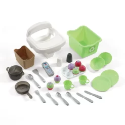 Step2 Little Bakers Pink Toddler Plastic Kitchen Playset with 30 Piece Play Set