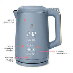 Beautiful 1.7-Liter Electric Kettle 1500 W with One-Touch Activation, Cornflower Blue by Drew Barrymore