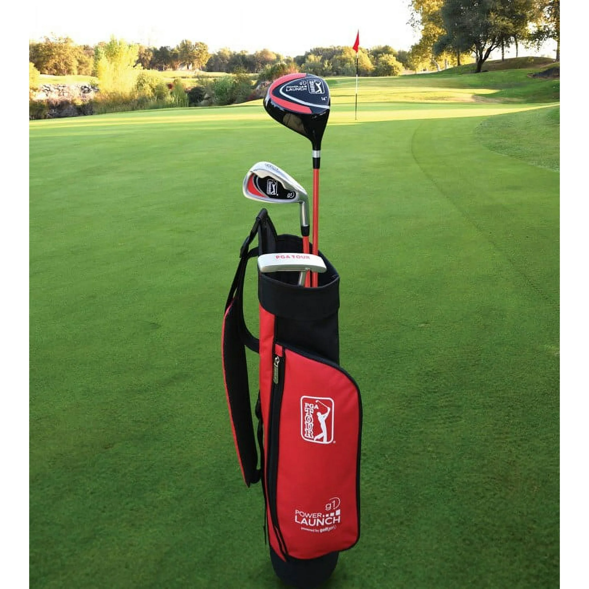 PGA Tour G1 Series Kids Red Golf Club Set With 3 Clubs, Carry Bag & 5 Total Pieces, 4'1"-4'8", Ages 5-8