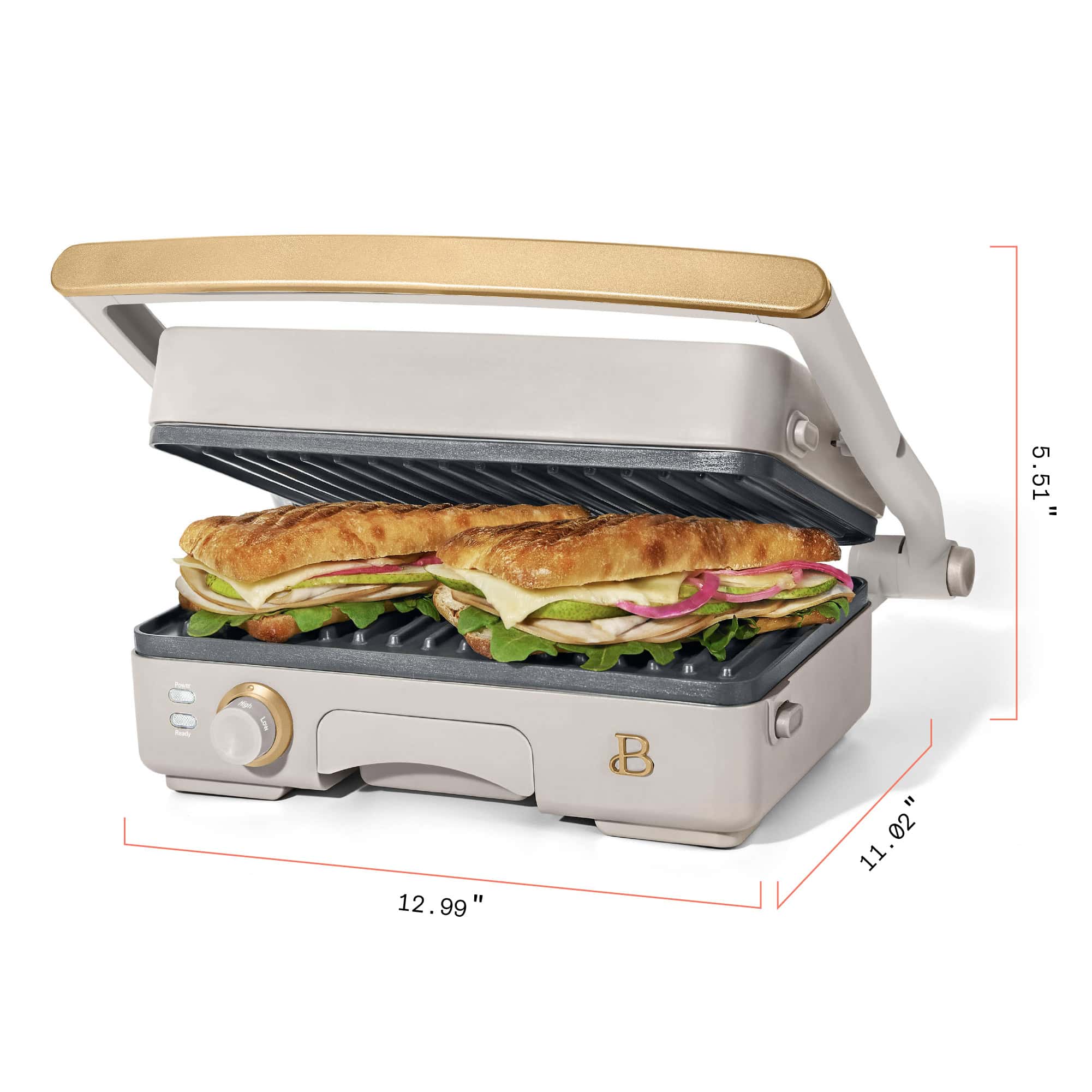 Beautiful 2-in-1 Panini Press & Grill, Porcini Taupe by Drew Barrymore