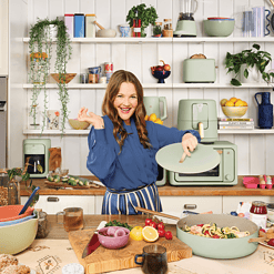 Beautiful 5.5 Quart Ceramic Non-Stick Sauté Pan, Sage Green by Drew Barrymore