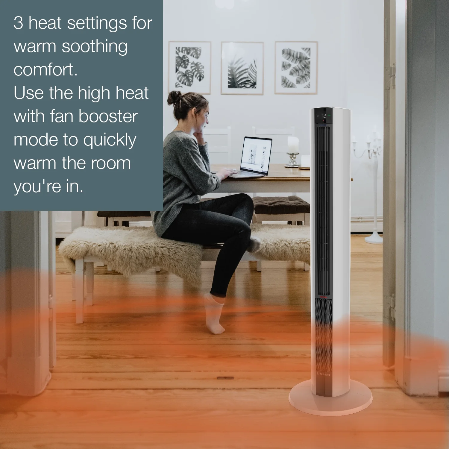 Lasko 42" 1500W All Season Tower Fan & Space Heater with Timer and Remote, White, FH500, New