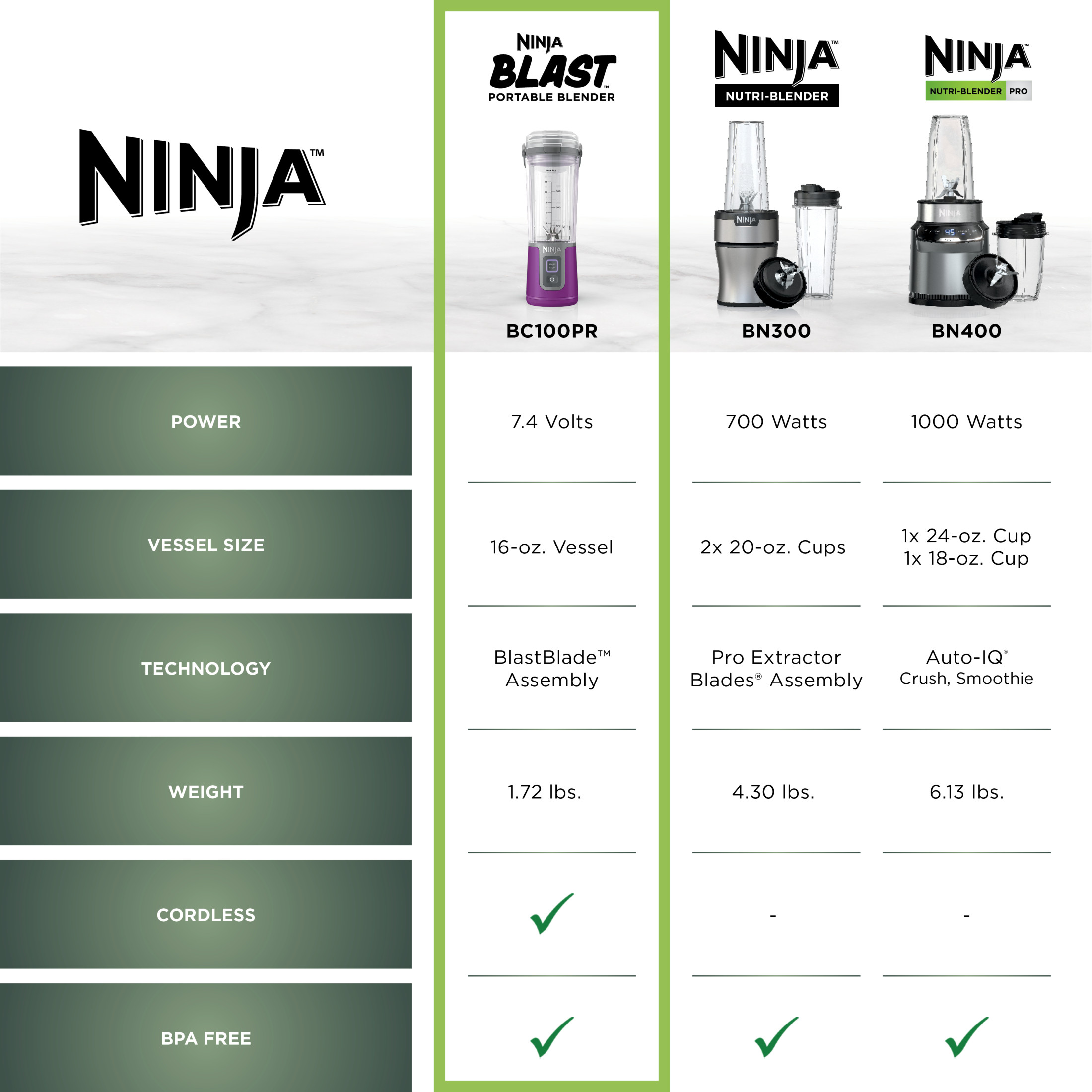 Ninja Blast 16 oz. Personal Portable Blender with Leak Proof Lid and Easy Sip Spout, Perfect for Smoothies, Passion Fruit, BC100PR