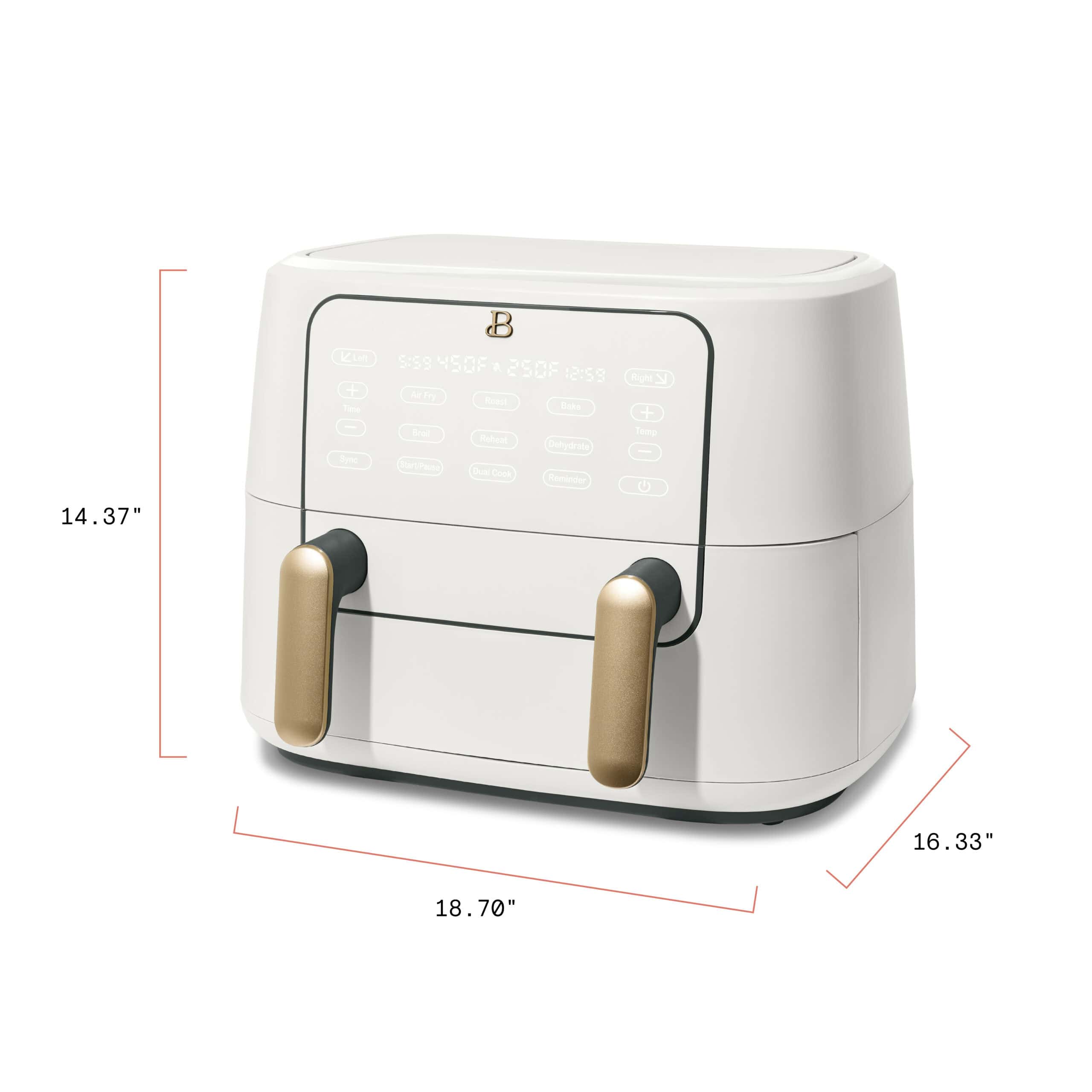 Beautiful 9 QT TriZone Air Fryer, White Icing by Drew Barrymore