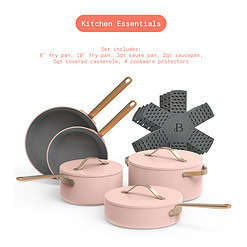 Beautiful 12pc Ceramic Non-Stick Cookware Set, Rose by Drew Barrymore