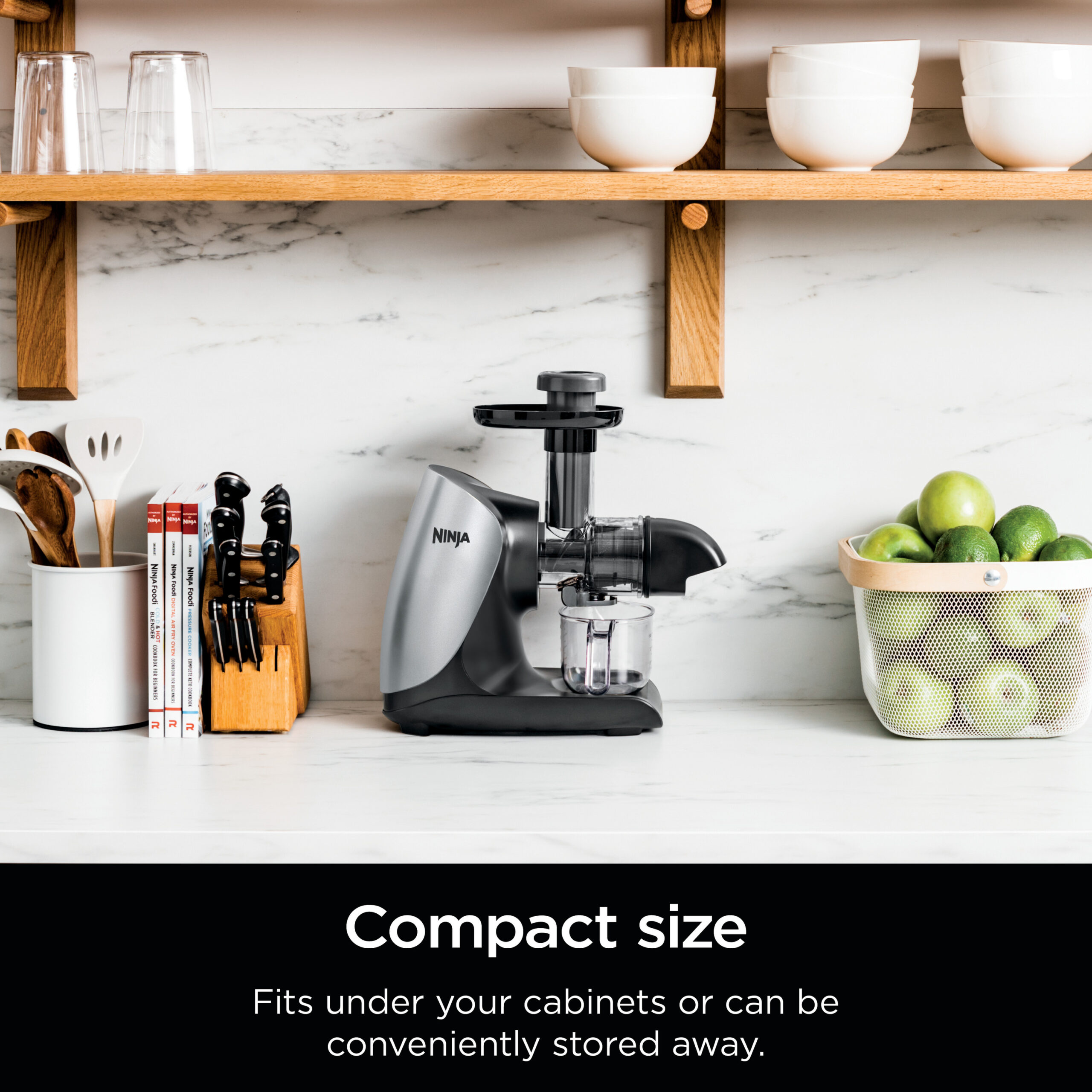 Ninja Cold Press Juicer Pro Powerful Slow Juicer with Total Pulp Control, Cloud Silver, JC100