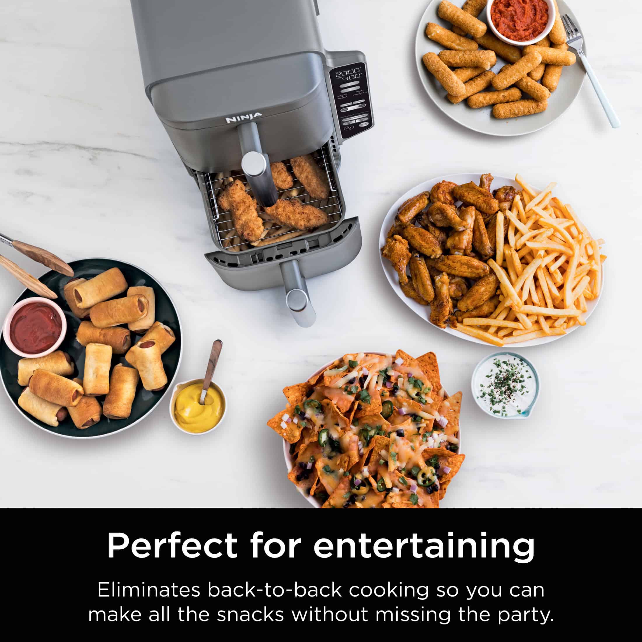 Ninja DoubleStack XL 10 QT, 4-in-1, 2-Basket Air Fryer, Space Saving Design, SL400