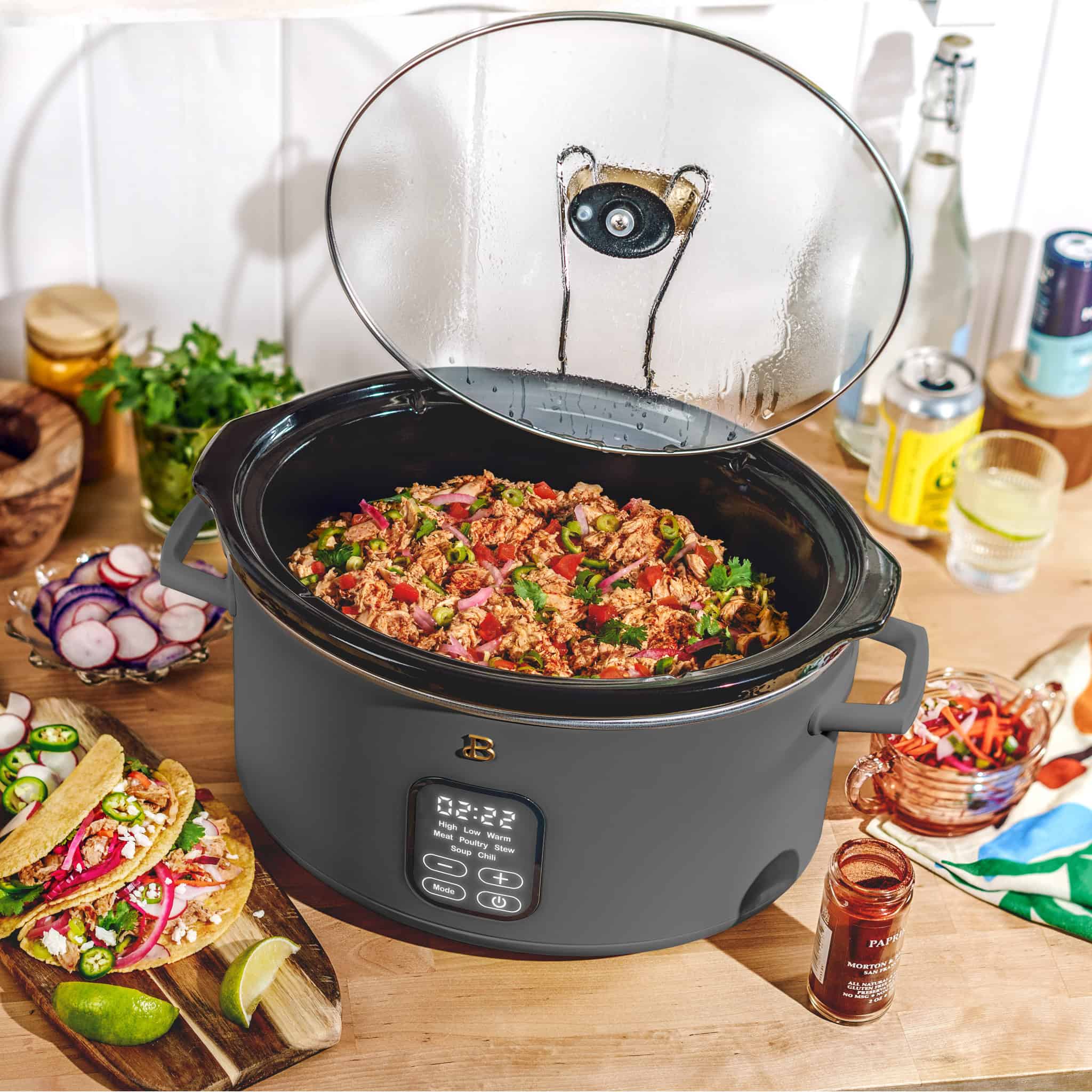 Beautiful 6 Qt Programmable Slow Cooker, Oyster Grey by Drew Barrymore