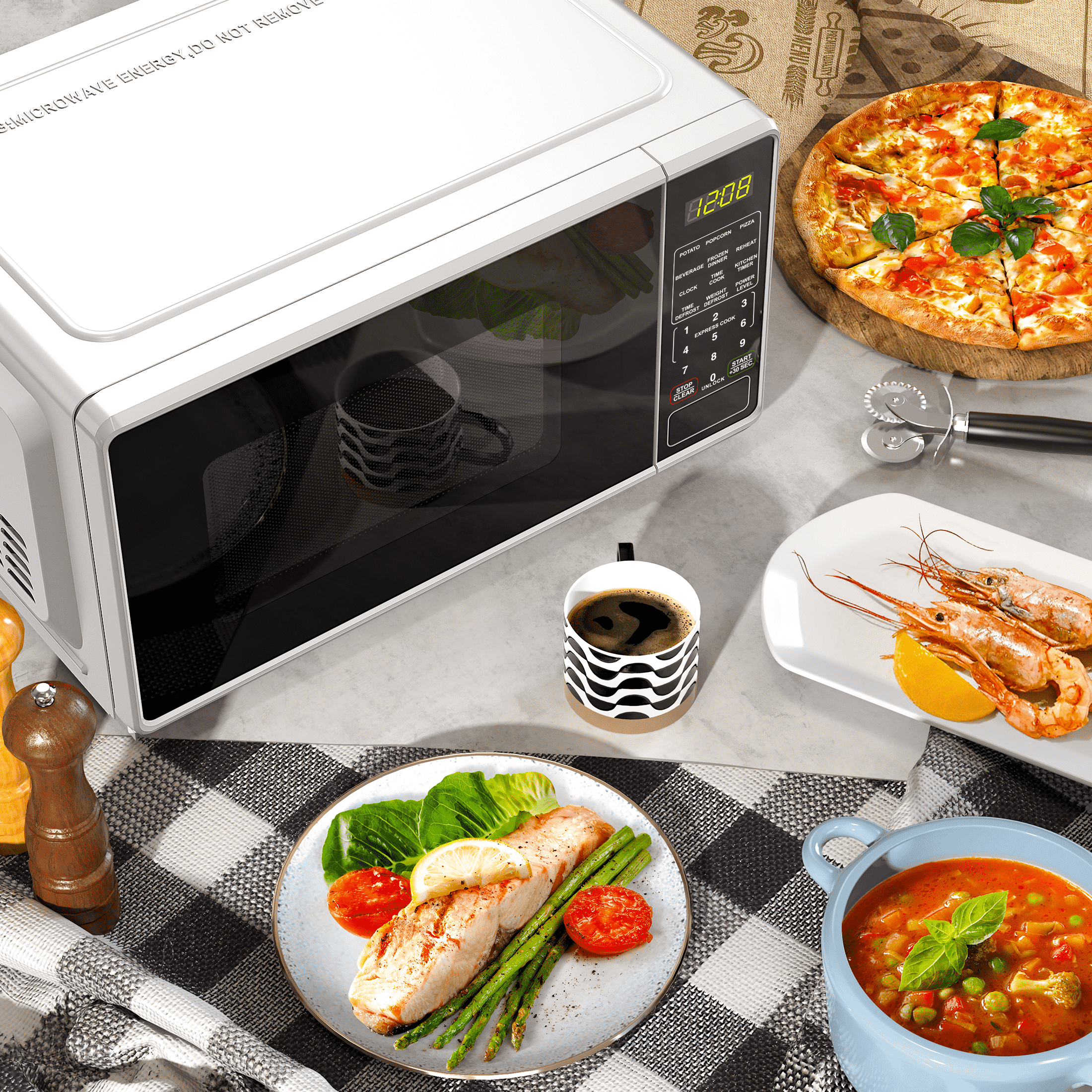 Mainstays 0.7 Cu ft Countertop Microwave Oven, 700 Watts, White