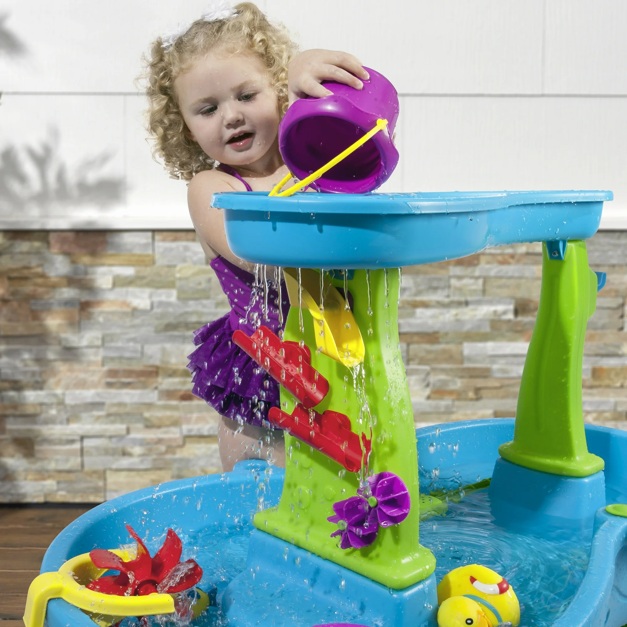 Step2 Rain Showers Splash Pond Blue Plastic Water Table for Toddlers