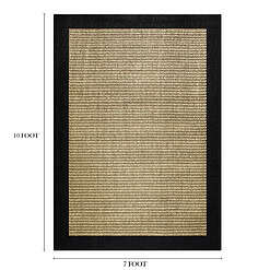 Mainstays Traditional Faux Sisal Olefin Black Border Indoor Living Room Area Rug, 7'6