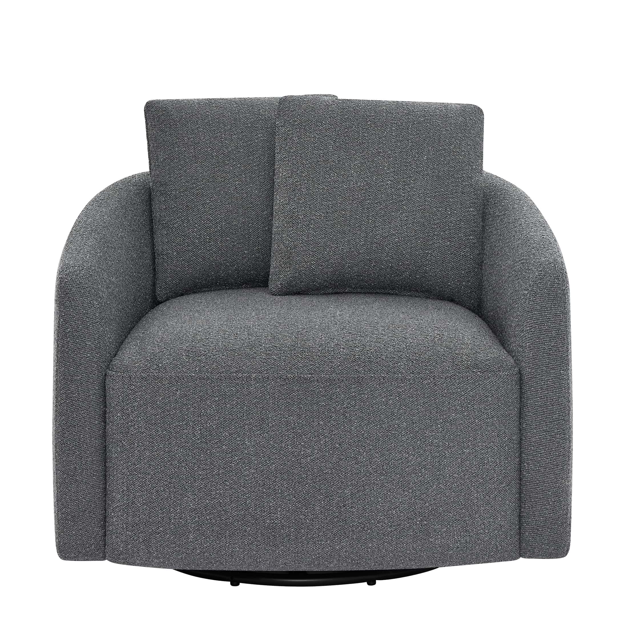 Beautiful Drew Kids Accent Chair by Drew Barrymore, Charcoal Bouclé Fabric