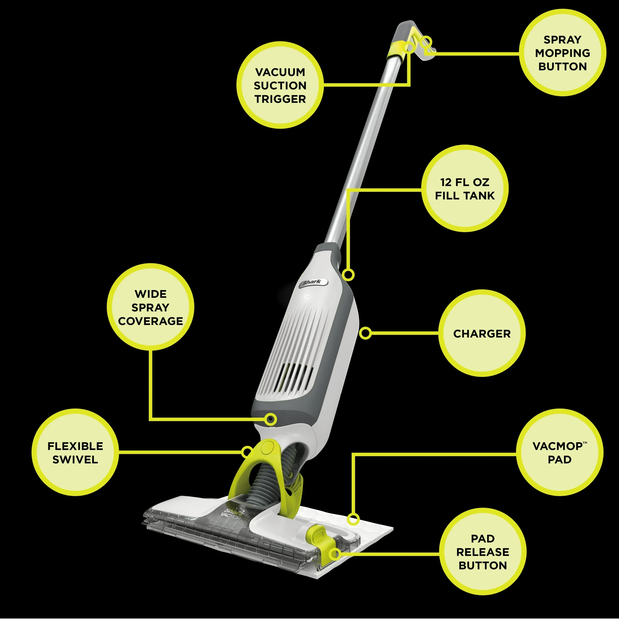 Shark VACMOP Cordless Hard Floor Vacuum Mop with Disposable VACMOP Pad VM200P12