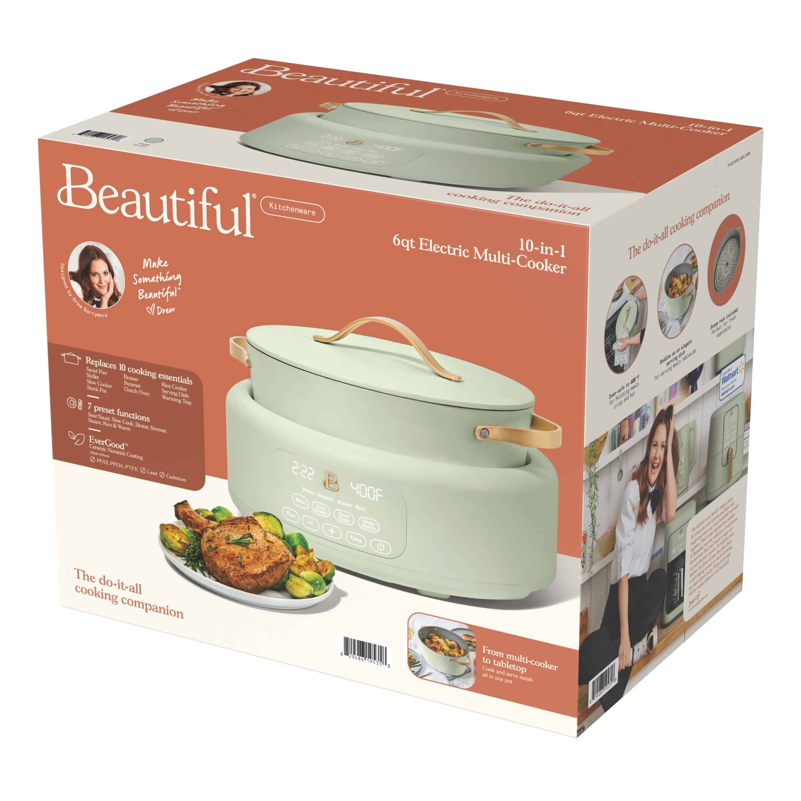 Beautiful 10 in 1 Electric Multi-Cooker, Sage Green by Drew Barrymore