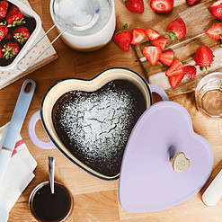 Beautiful 2QT Cast Iron Heart Dutch Oven, Lavender by Drew Barrymore